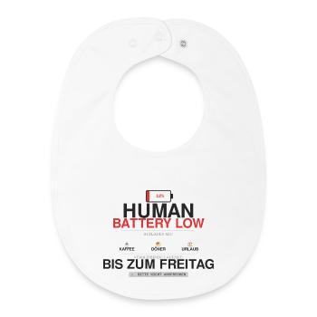 Human Battery Low Coffee Humor - Baby Organic Bib - white - Front