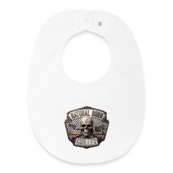 Natural Born Griller Skull Badge - Baby Organic Bib - white - Front