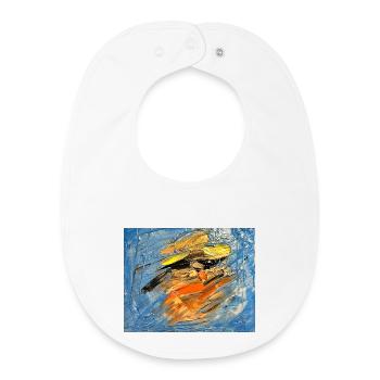 Blue color swirl in orange - Baby Organic Bib - white - Front