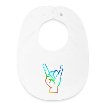 Main avec le symbole Rock-Metal-Satan coloré - Bavoir bébé bio - blanc - Devant