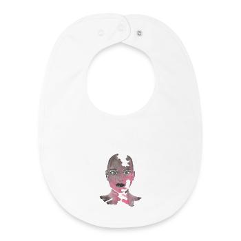 Zerrissenes pinkes Aquarellporträt - Baby Organic Lätzchen - Weiß - Vorne