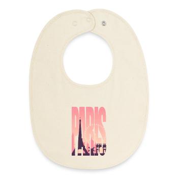 Pink Paris Silhouette - Baby Organic Bib - soft Ecru - Front