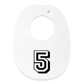 5 five number birthday black - Baby Organic Bib - white - Front