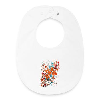 Autumn Flowers with Nuts - Baby Organic Bib - white - Front