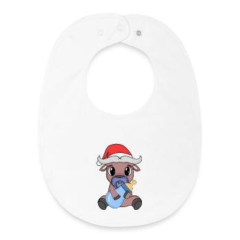 Ox Baby Christmas - Baby Organic Bib - white - Front