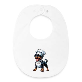 Rottweiler dog chef design - Baby Organic Bib - white - Front