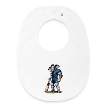 Indien Cricket Sport Elefanten Design - Baby Organic Lätzchen - Weiß - Vorne
