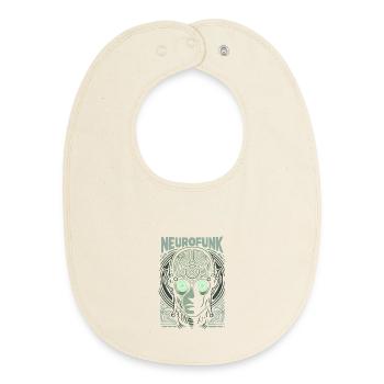 Neurofunk Cyborg Head Drum and Bass Music - Baby Organic Bib - soft Ecru - Front