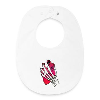 Coeur dans la main squelette - Bavoir bébé bio - blanc - Devant