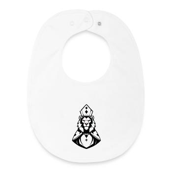 Enigmatic Cat with Red Eyes and Pink Tongue - Baby Organic Bib - white - Front
