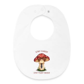 Stay Classy – Nostalgic Mushroom Design - Baby Organic Bib - white - Front