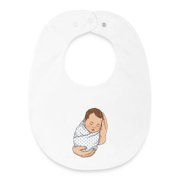Nouveau-né dans les mains | Amour et protection - Bavoir bébé bio - blanc - Devant