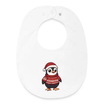 Penguin Christmas Xmas - Baby Organic Bib - white - Front