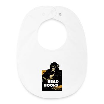 Chimp is reading books - Baby Organic Bib - white - Front
