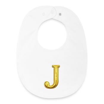 Golden J Letter - Baby Organic Bib - white - Front