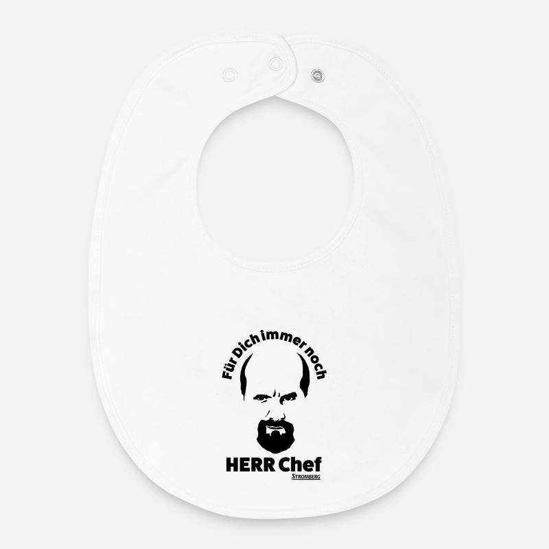 Stromberg Outline Gesicht Mit Spruch Herr Chef - Baby Organic Lätzchen - Weiß