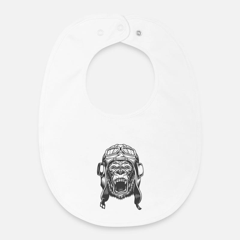 Gorilla Pilot Design - Baby Organic Lätzchen - Weiß