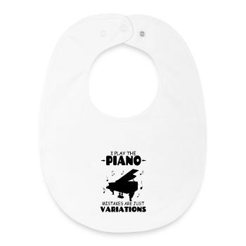 Je joue du piano, les erreurs ne sont que des variations - Bavoir bébé bio - blanc - Devant