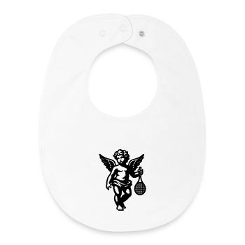Tennis Shirt Angel Cherub Retro Renaissance black - Baby Organic Bib - white - Front
