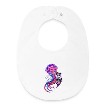 Lost in the Deep Jellyfish – Bioluminescent Ocean  - Baby Organic Bib - white - Front