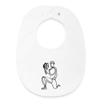 Croquis du receveur de baseball - Bavoir bébé bio - blanc - Devant