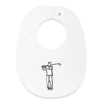 Dessin du golfeur - Bavoir bébé bio - blanc - Devant