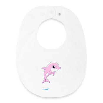 Baby pink dolphin jumping out of the water - Baby Organic Bib - white - Front