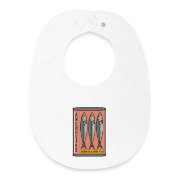 Anchois : Trois bidons d’huile de citron - Bavoir bébé bio - blanc - Devant