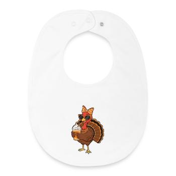 Amateur de café de dinde Drôle d’ambiance de Thanksgiving - Bavoir bébé bio - blanc - Devant