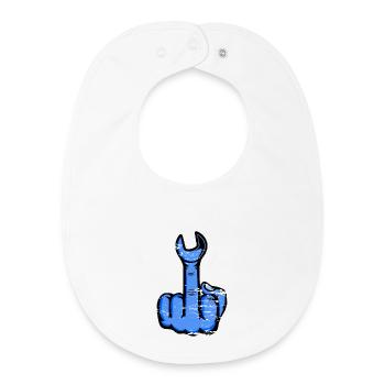 Mittelfinger Stinkefinger Schraubschlüssel Design - Baby Organic Lätzchen - Weiß - Vorne