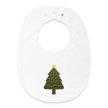 Sapin de Noël douillet avec guirlandes lumineuses - Bavoir bébé bio - blanc - Devant