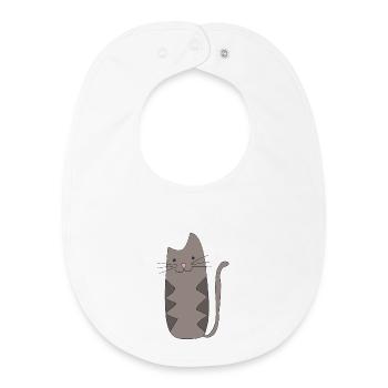 Zigzag Cat Grey - Baby Organic Bib - white - Front