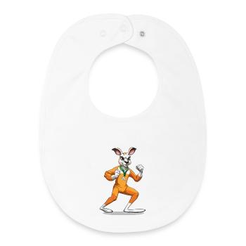Salopette orange Kangaroo Battle Step - Bavoir bébé bio - blanc - Devant
