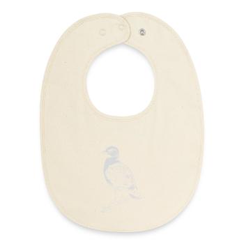 Seagull Silhouette in Vintage Ink - Baby Organic Bib - soft Ecru - Front