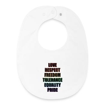 LGBTQ Pride Values - Baby Organic Bib - white - Front