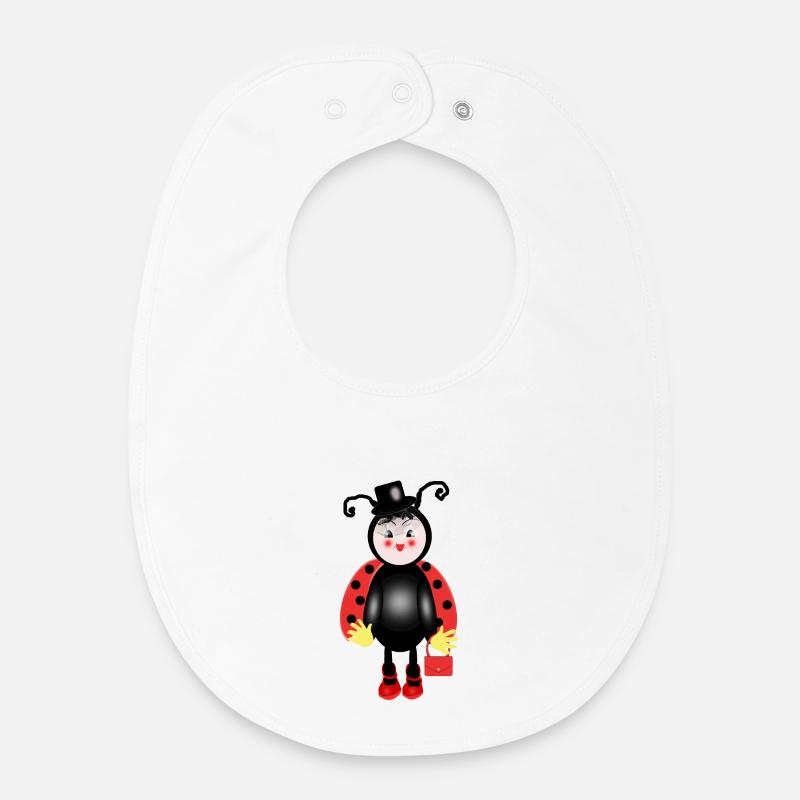 Personnage coccinelle anthropomorphe rigolo - Bavoir bébé bio - blanc