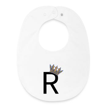 R mit Krone – Royal Typo Design - Baby Organic Lätzchen - Weiß - Vorne