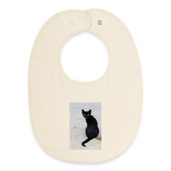 Katze schwarz - Baby Organic Lätzchen - Natur - Vorne