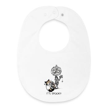 Maman et Chat - Motif d’Halloween - C’est effrayant - Bavoir bébé bio - blanc - Devant