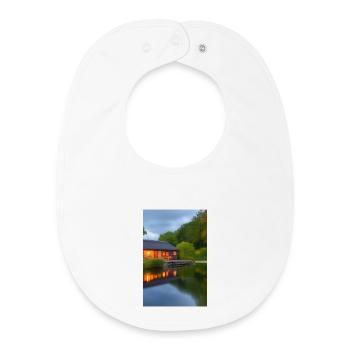 Charming lakeside cabin - Baby Organic Bib - white - Front
