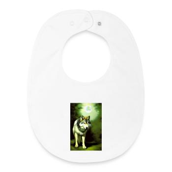 Wolf und Mond - Baby Organic Lätzchen - Weiß - Vorne