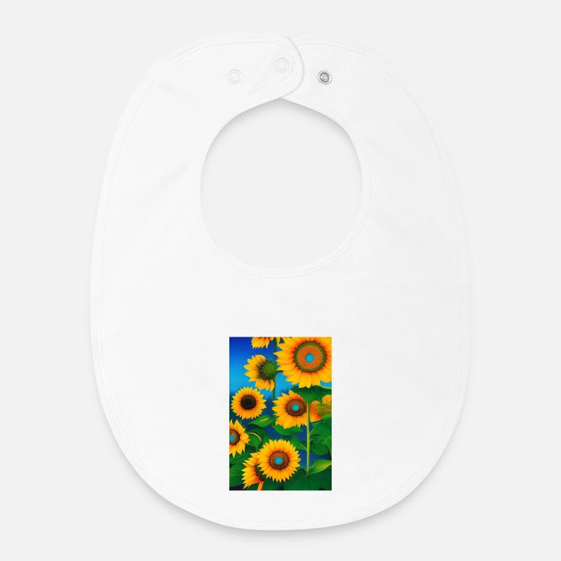 Tournesols - Bavoir bébé bio - blanc