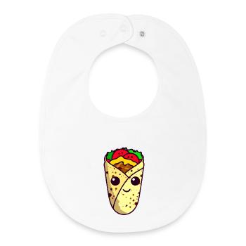 Kawaii Wrap, Döner, Taco - Süßes Streetfood Design - Baby Organic Lätzchen - Weiß - Vorne