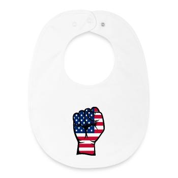 Symbole de la main du poing du drapeau des États-Unis - Bavoir bébé bio - blanc - Devant