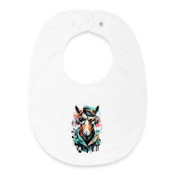 Horse - Equestrian - Gallop Horse Breed Colorful - Baby Organic Bib - white - Front