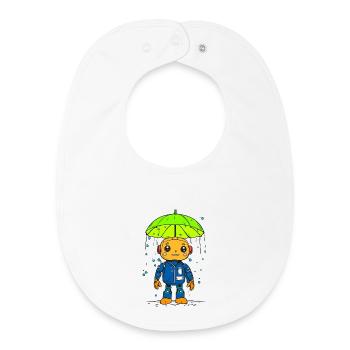 Petit robot sous la pluie - Bavoir bébé bio - blanc - Devant
