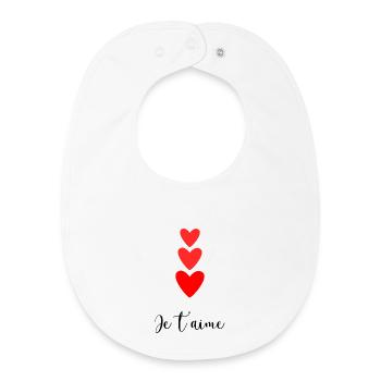 I LOVE YOU. HEART. COUPLE. JUST MARRIED. Bachelorette party - Baby Organic Bib - white - Front