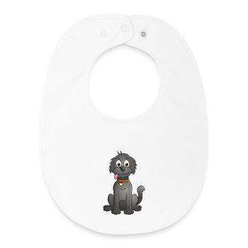 Un chien noir joyeux avec un collier orange - Bavoir bébé bio - blanc - Devant