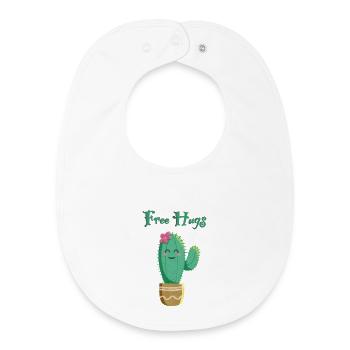 Cute cactus loves hugs - Baby Organic Bib - white - Front
