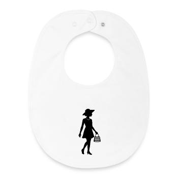Silhouette de femme élégante avec chapeau et sac à main - Bavoir bébé bio - blanc - Devant
